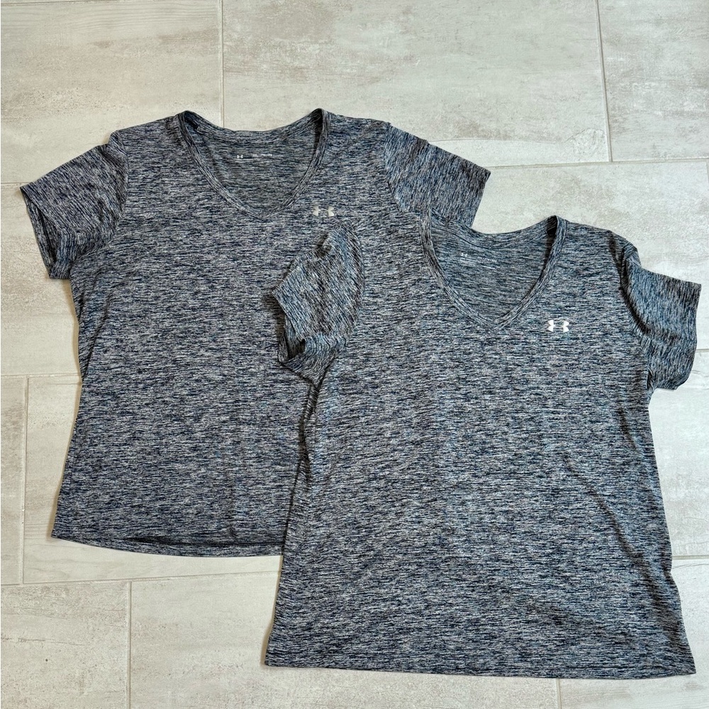 Under Armour Heathered Gray V-Neck Tees set of 2
